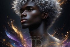 Abstract Male Art Ai Photos of Beautiful Men Enveloped by Vibrant Blue & Gold Colors