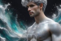 Abstract Male Art Ai Photos of Beautiful Men Enveloped by Vibrant Blue & Gold Colors