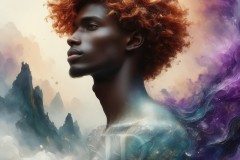 Abstract Male Art Ai Photos of Beautiful Men Enveloped by Vibrant Blue & Gold Colors