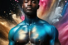 Abstract Male Art Ai Photos of Beautiful Men Enveloped by Vibrant Blue & Gold Colors