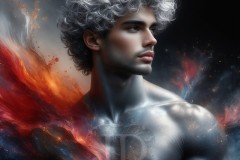 Abstract Male Art Ai Photos of Beautiful Men Enveloped by Vibrant Blue & Gold Colors