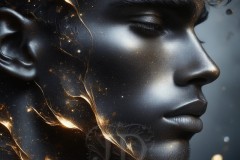 Abstract Male Art Ai Photos of Beautiful Men Enveloped by Vibrant Blue & Gold Colors