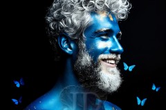 Abstract Male Art Ai Photos of Beautiful Men Enveloped by Vibrant Blue & Gold Colors
