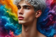 Abstract Male Art Ai Photos of Beautiful Men Enveloped by Vibrant Colors