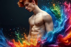 Abstract Male Art Ai Photos of Beautiful Men Enveloped by Vibrant Colors