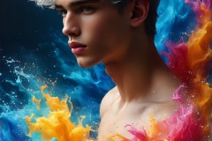 Abstract Male Art Ai Photos of Beautiful Men Enveloped by Vibrant Colors