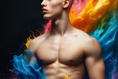 Abstract Male Art Ai Photos of Beautiful Men Enveloped by Vibrant Colors