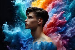 Abstract Male Art Ai Photos of Beautiful Men Enveloped by Vibrant Colors