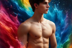 Abstract Male Art Ai Photos of Beautiful Men Enveloped by Vibrant Colors