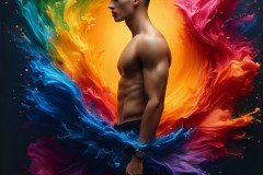Abstract Male Art Ai Photos of Beautiful Men Enveloped by Vibrant Colors