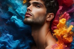 Abstract Male Art Ai Photos of Beautiful Men Enveloped by Vibrant Colors