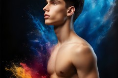 Abstract Male Art Ai Photos of Beautiful Men Enveloped by Vibrant Colors
