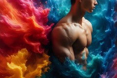 Abstract Male Art Ai Photos of Beautiful Men Enveloped by Vibrant Colors