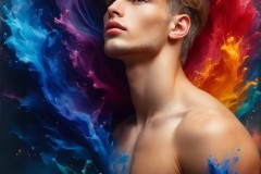 Abstract Male Art Ai Photos of Beautiful Men Enveloped by Vibrant Colors