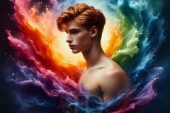 Abstract Male Art Ai Photos of Beautiful Men Enveloped by Vibrant Colors