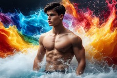 Abstract Male Art Ai Photos of Beautiful Men Enveloped by Vibrant Colors