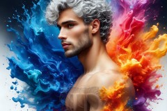 Abstract Male Art Ai Photos of Beautiful Men Enveloped by Vibrant Colors