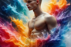 Abstract Male Art Ai Photos of Beautiful Men Enveloped by Vibrant Colors