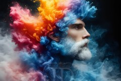 Abstract Male Art Ai Photos of Beautiful Men Enveloped by Vibrant Colors