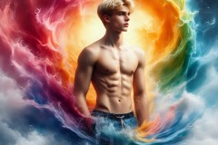 Abstract Male Art Ai Photos of Beautiful Men Enveloped by Vibrant Colors