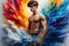 Abstract Male Art Ai Photos of Beautiful Men Enveloped by Vibrant Colors