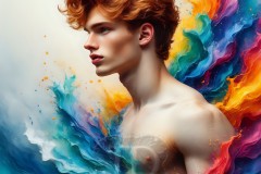 Abstract Male Art Ai Photos of Beautiful Men Enveloped by Vibrant Colors