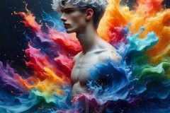 Abstract Male Art Ai Photos of Beautiful Men Enveloped by Vibrant Colors