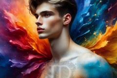 Abstract Male Art Ai Photos of Beautiful Men Enveloped by Vibrant Colors