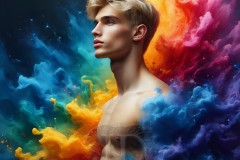 Abstract Male Art Ai Photos of Beautiful Men Enveloped by Vibrant Colors