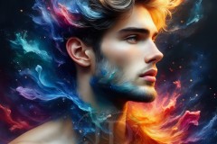 Abstract Male Art Ai Photos of Beautiful Men Enveloped by Vibrant Colors