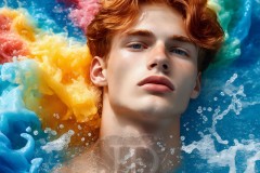 Abstract Male Art Ai Photos of Beautiful Men Enveloped by Vibrant Colors