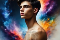 Abstract Male Art Ai Photos of Beautiful Men Enveloped by Vibrant Colors