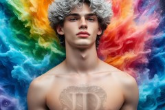 Abstract Male Art Ai Photos of Beautiful Men Enveloped by Vibrant Colors