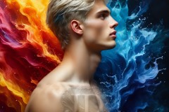 Abstract Male Art Ai Photos of Beautiful Men Enveloped by Vibrant Colors
