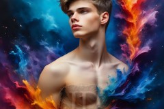 Abstract Male Art Ai Photos of Beautiful Men Enveloped by Vibrant Colors