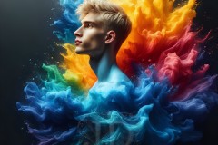 Abstract Male Art Ai Photos of Beautiful Men Enveloped by Vibrant Colors