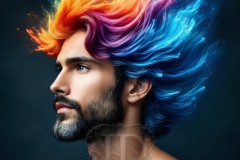Abstract Male Art Ai Photos of Beautiful Men Enveloped by Vibrant Colors