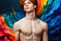 Abstract Male Art Ai Photos of Beautiful Men Enveloped by Vibrant Colors