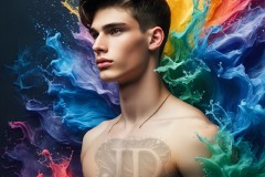 Abstract Male Art Ai Photos of Beautiful Men Enveloped by Vibrant Colors