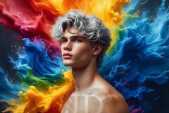 Abstract Male Art Ai Photos of Beautiful Men Enveloped by Vibrant Colors