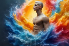 Abstract Male Art Ai Photos of Beautiful Men Enveloped by Vibrant Colors