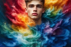 Abstract Male Art Ai Photos of Beautiful Men Enveloped by Vibrant Colors