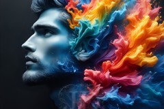 Abstract Male Art Ai Photos of Beautiful Men Enveloped by Vibrant Colors