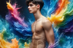 Abstract Male Art Ai Photos of Beautiful Men Enveloped by Vibrant Colors