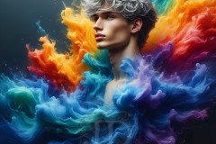 Abstract Male Art Ai Photos of Beautiful Men Enveloped by Vibrant Colors