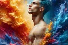 Abstract Male Art Ai Photos of Beautiful Men Enveloped by Vibrant Colors
