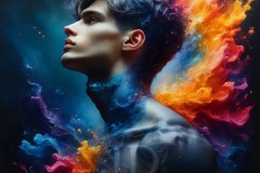 Abstract Male Art Ai Photos of Beautiful Men Enveloped by Vibrant Colors