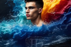 Abstract Male Art Ai Photos of Beautiful Men Enveloped by Vibrant Colors