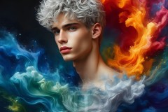 Abstract Male Art Ai Photos of Beautiful Men Enveloped by Vibrant Colors