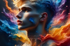 Abstract Male Art Ai Photos of Beautiful Men Enveloped by Vibrant Colors